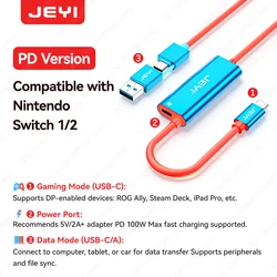 JEYI Video Capture Card with 100W PD USB - C to USB - A/C for Live Streaming and Recording Video Audio Gaming (PD Version)
