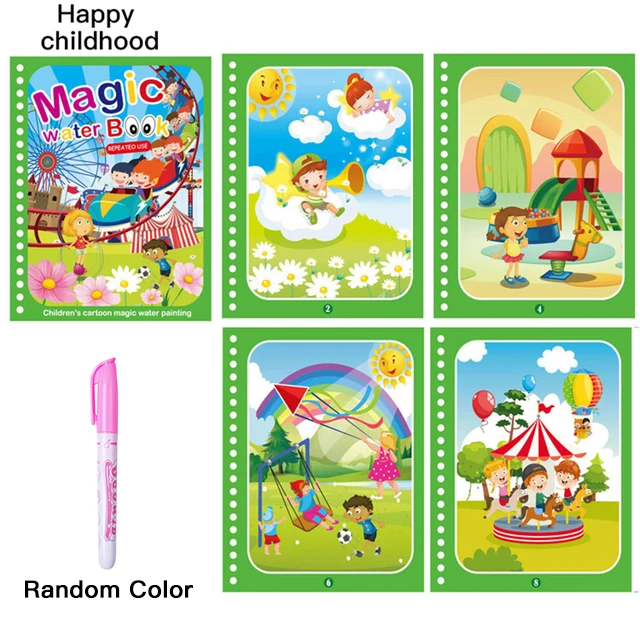 Magical Water Drawing Book Toys Variety of Themes Reusable Coloring Magic Water Drawing Book Early Education Toys for Children Happy childhood