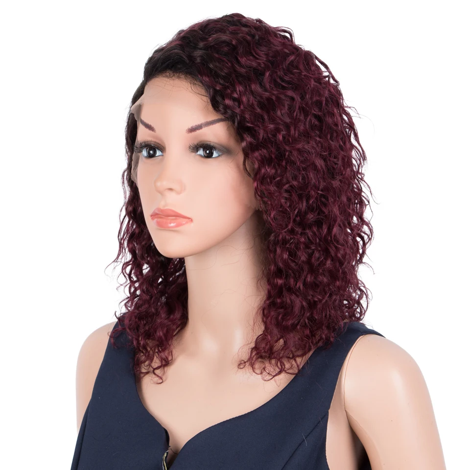 trueme profunda encaracolado bob peruca frente do laço perucas de cabelo humano colorido onda de água brasileira laço peruca de cabelo humano para as mulheres destaque peruca