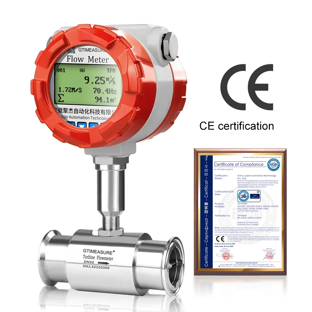 Digital Turbine Flow Meter 1 2 Inch RS485 Pulse Clean Liquid Water Milk Hydraulic Oil Flow Meter LCD Display