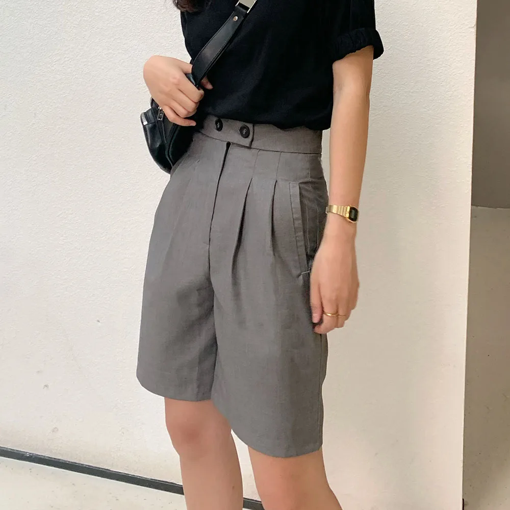 Ｗomen Summer Pants Knee Length Short Pants For Women Solid Casual Streewear Panties Women High Waist Straight Pants