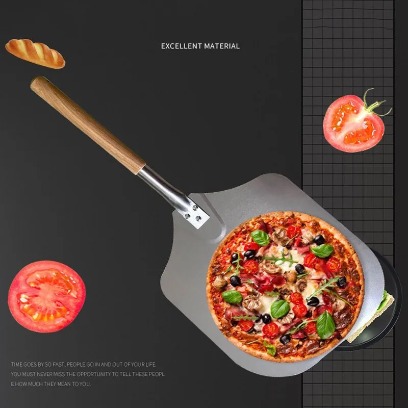 

12-inch Pizza Peel Aluminum Metal Pizza Shovel With Detachable Handle Spatula Wooden Nonstick Homemade Baking Bread Pizza Tools