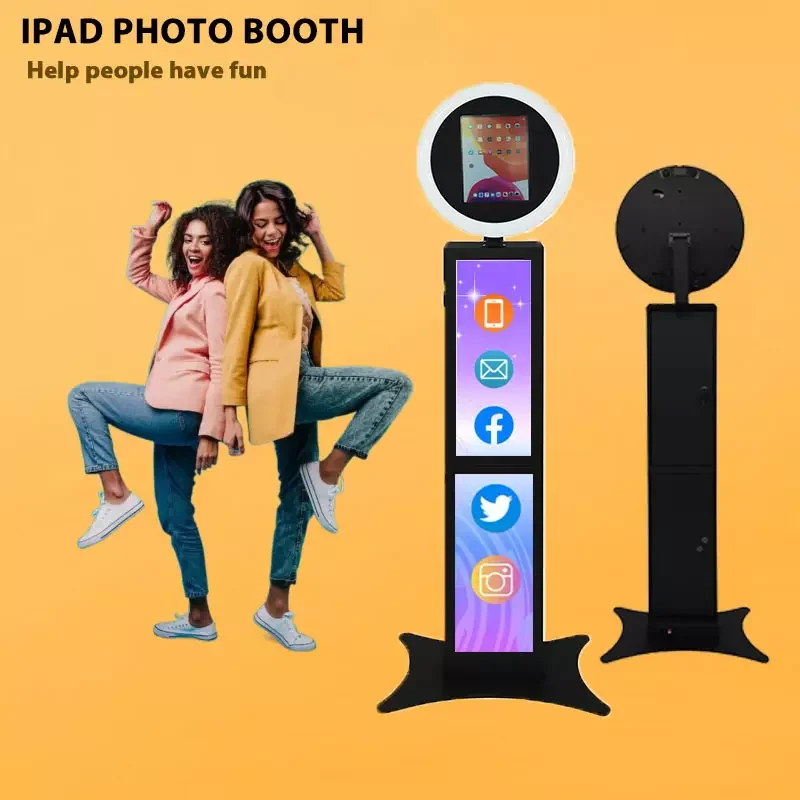 Portable IPad Photobooth Machine Party Or Wedding Photo Booth Shell Ipad Selfie IPad Photo Booth With Ring Light
