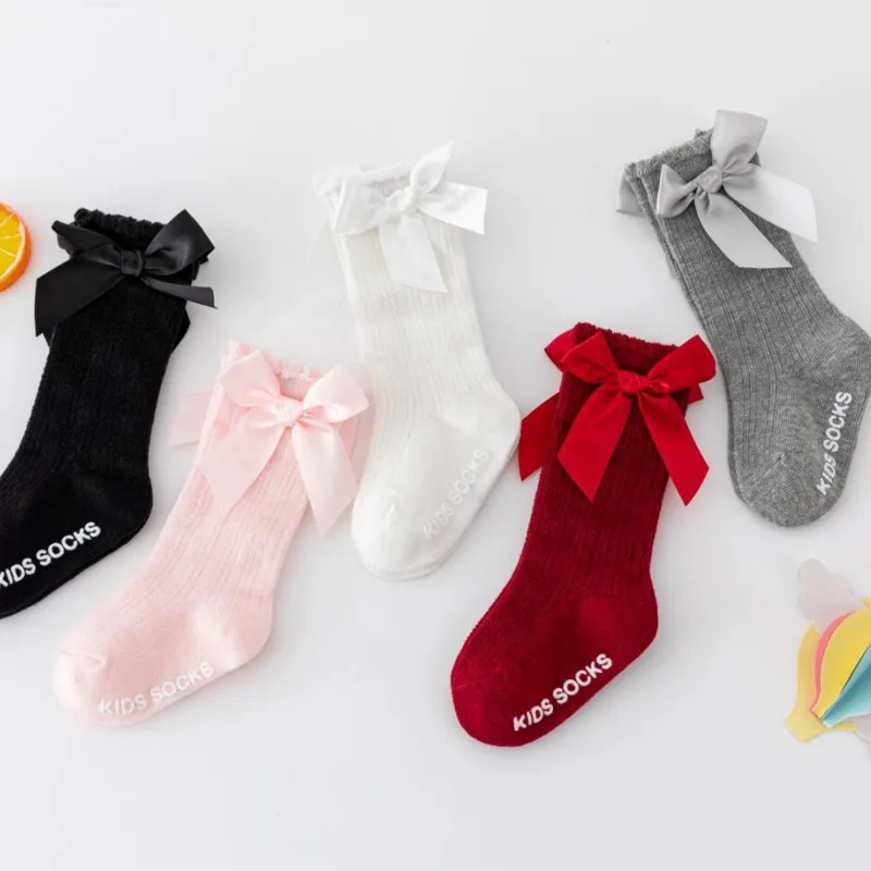 Girls Stockings Big Bow Baby Knee High Socks Kids Mesh Ballet Toddlers Lace Children Clothing Infant Anti-Slip Legging Bodysuits kids pantyhose cotton knee socks knee length socks toddler tights kids leggings