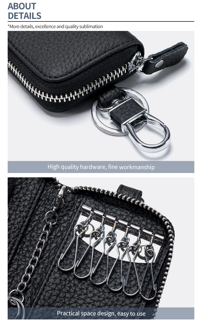 Key Case Multifunctional Zipper Men's Household Key Case Universal Car Keybag Women Leather Organizer Keychain Wallet 10 Color
