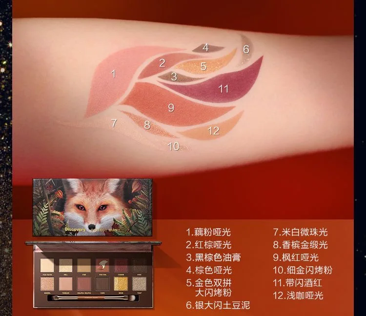 Perfect Diary Animal Eyeshadow Tray 12-color Multi-purpose Tray Earth Color Matte Highlighter Eyeshadow 6