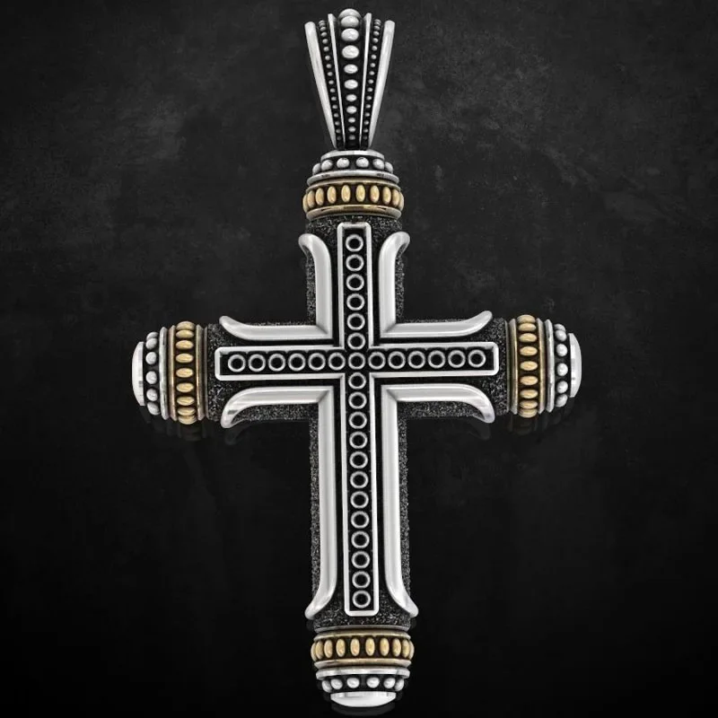 

7g 3D Native Cross With Heraldic Lily Pendant 925 Solid Sterling Silver Pendant
