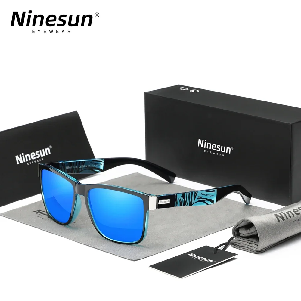 

Genuine Ninesun Excellent Quality Retro Polarized Lens Sunglasses Women Men Square Frame Decorative Pattern Sun Glasses UV400