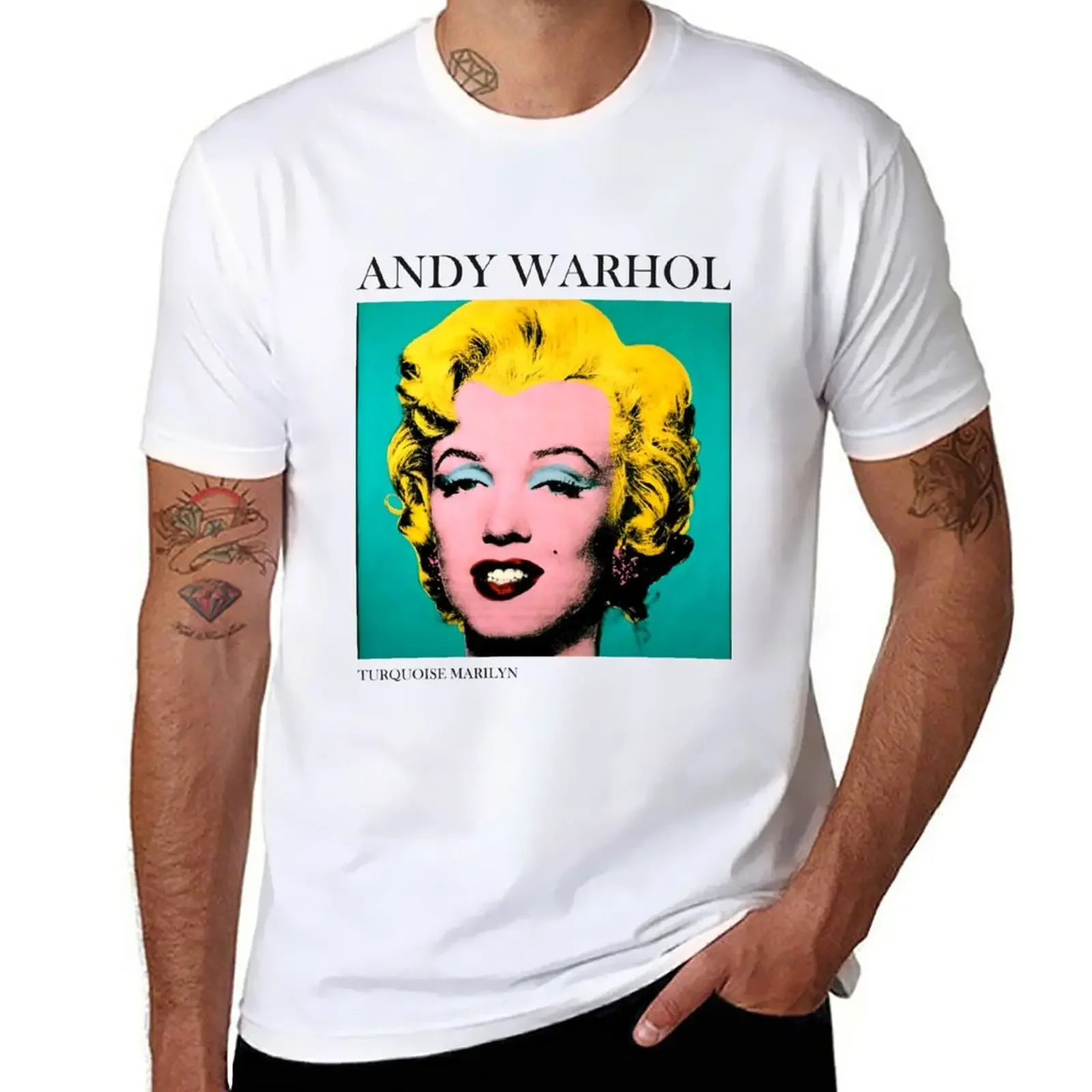 Andy Warhol Turchese Marilyn T-Shirt Oversize Abbigliamento Vintage Customs T-Shirt Uomo