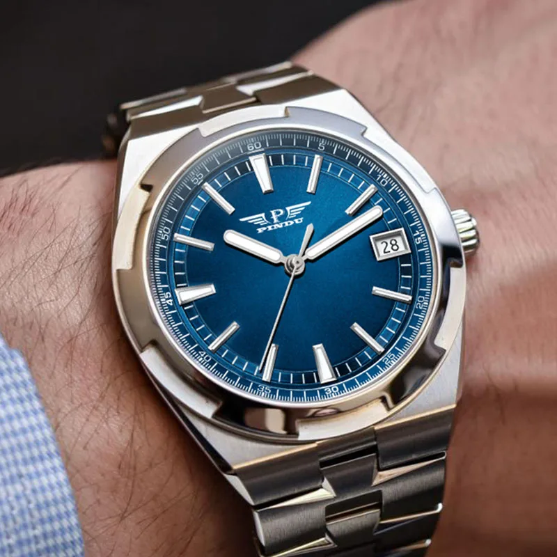 PINDU New Design Automatic Mechanical Watch Men Date Business 50M