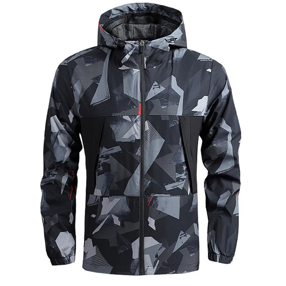 Men's Spring and Autumn Mountaineering Coat Thin Casual Quick Drying Windbreaker Outdoor Sports Hooded Jacket_voghion.com