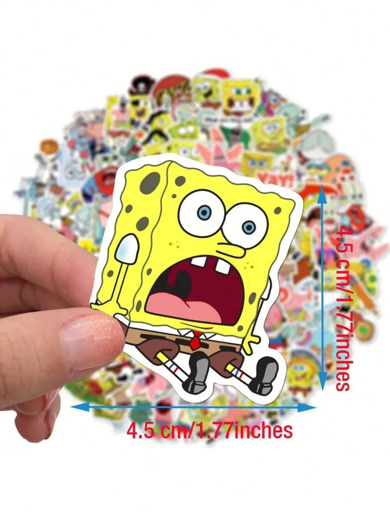 50개 스폰지밥 공식 라이선스 비닐 스티커 고품질 촉수 스티커 물병 방수 DIY 데칼