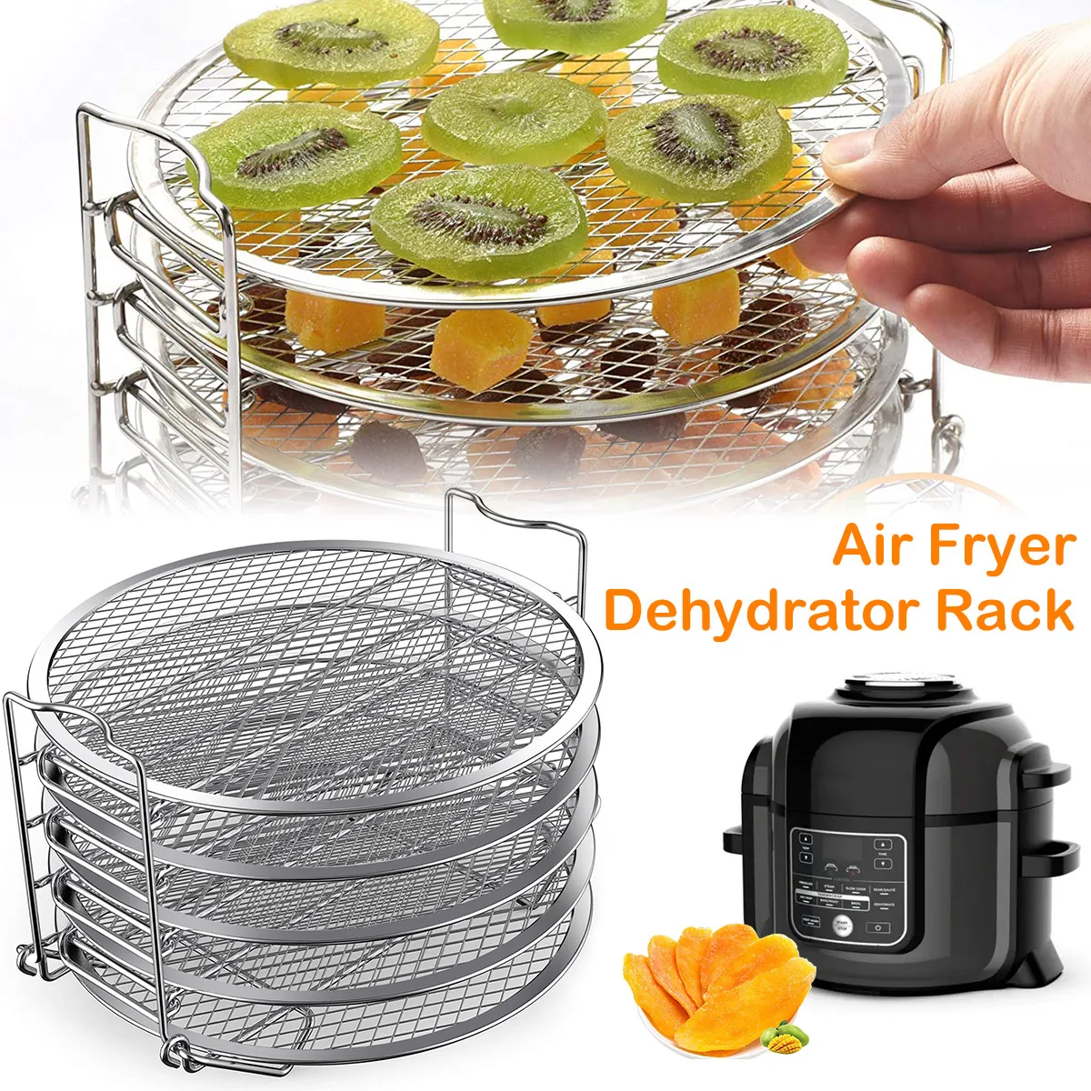 

5 Stackable Air Fryer Dehydrator Rack Stainless Steel Air Fryer Dehydrating Rack kitchen Grill Rack for Airfryer 6.5Qt & 8Qt