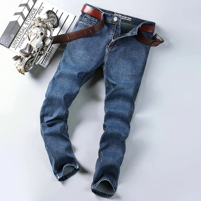 Brand Men Jeans High Quality 2022 Slim Straight Business Casual Black Blue  Elasticity Cotton Denim Pants Trousers Men's - AliExpress
