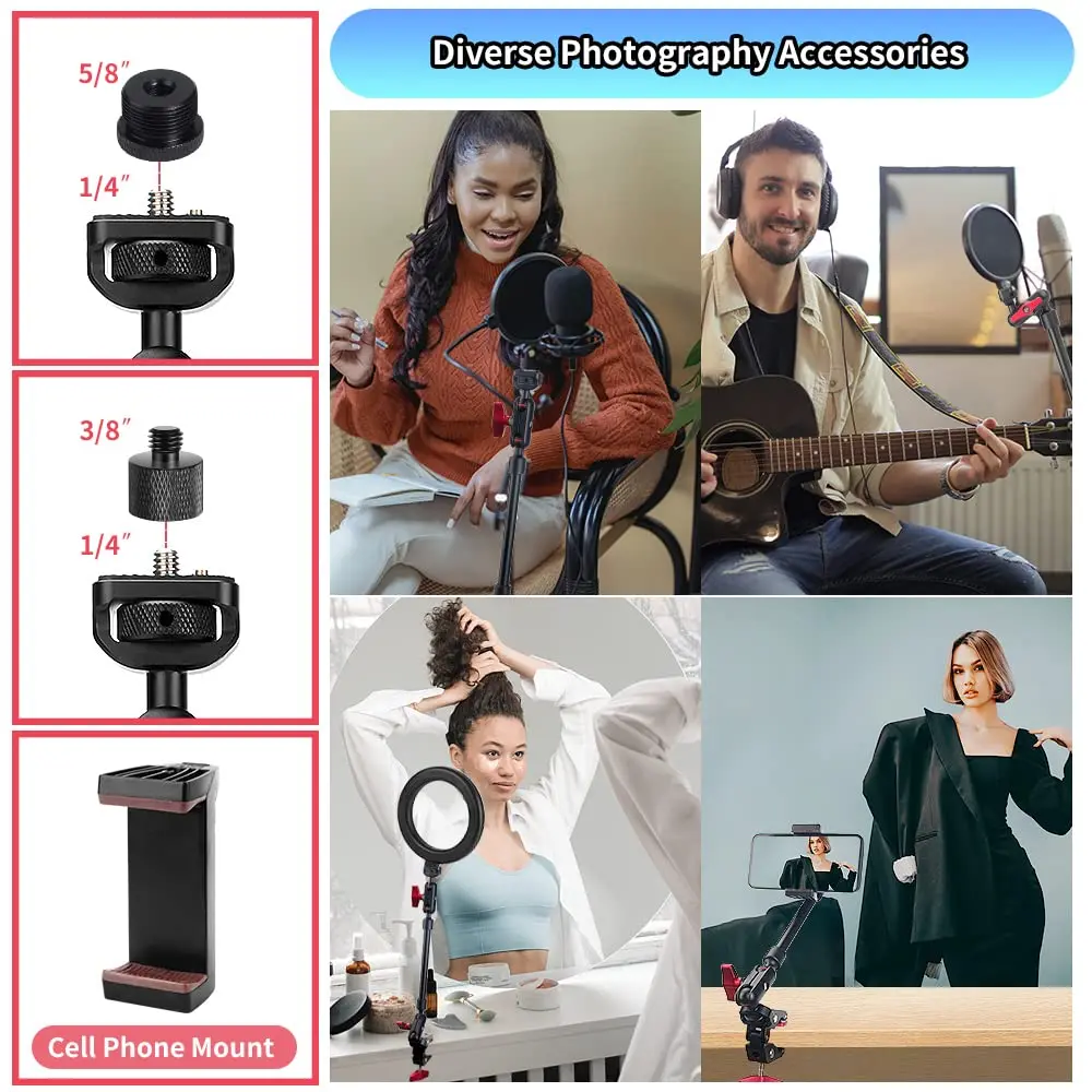 Magic Arm 22 inch 57cm adjustable magic arm with super clip camera bracket hinged arm friction 1/4 inch