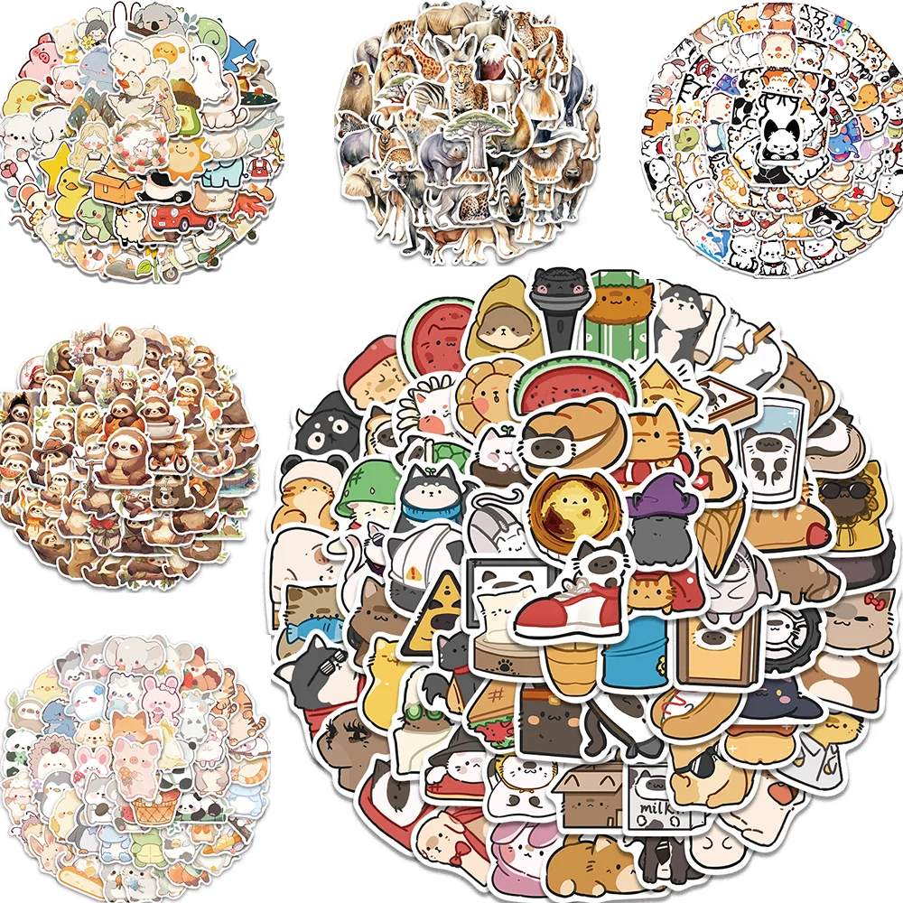 

50pcs Variuos Cartoon Cute Animals Stickers for Laptop Scrapbooking Stationery Computer Wholesale Kawaii Waterproof DIY Decal