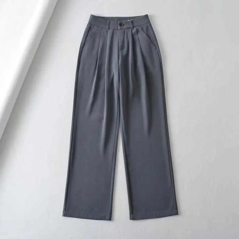 Women Slouchy Pleat Details Tailored Trouser