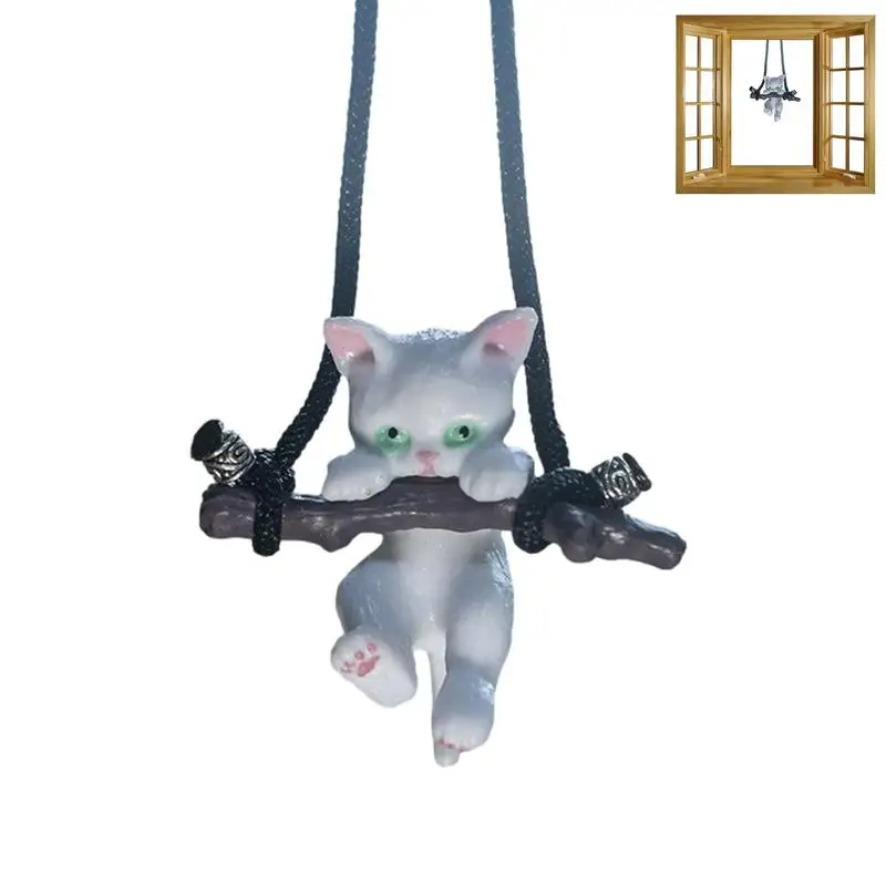

Cat Swing Car Ornament Interior Rearview Mirrors Car Decorations Cat Ornament Car Interior Girl Car Interior Accessories Best