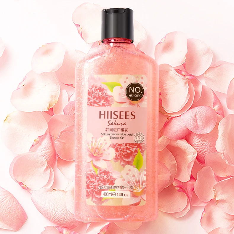 

400ml sakura Floral Romantic Petal Shower Gel Soothing Skin Bath Body Lotion Moisturizing Lasting Rose Lavender Fragrance