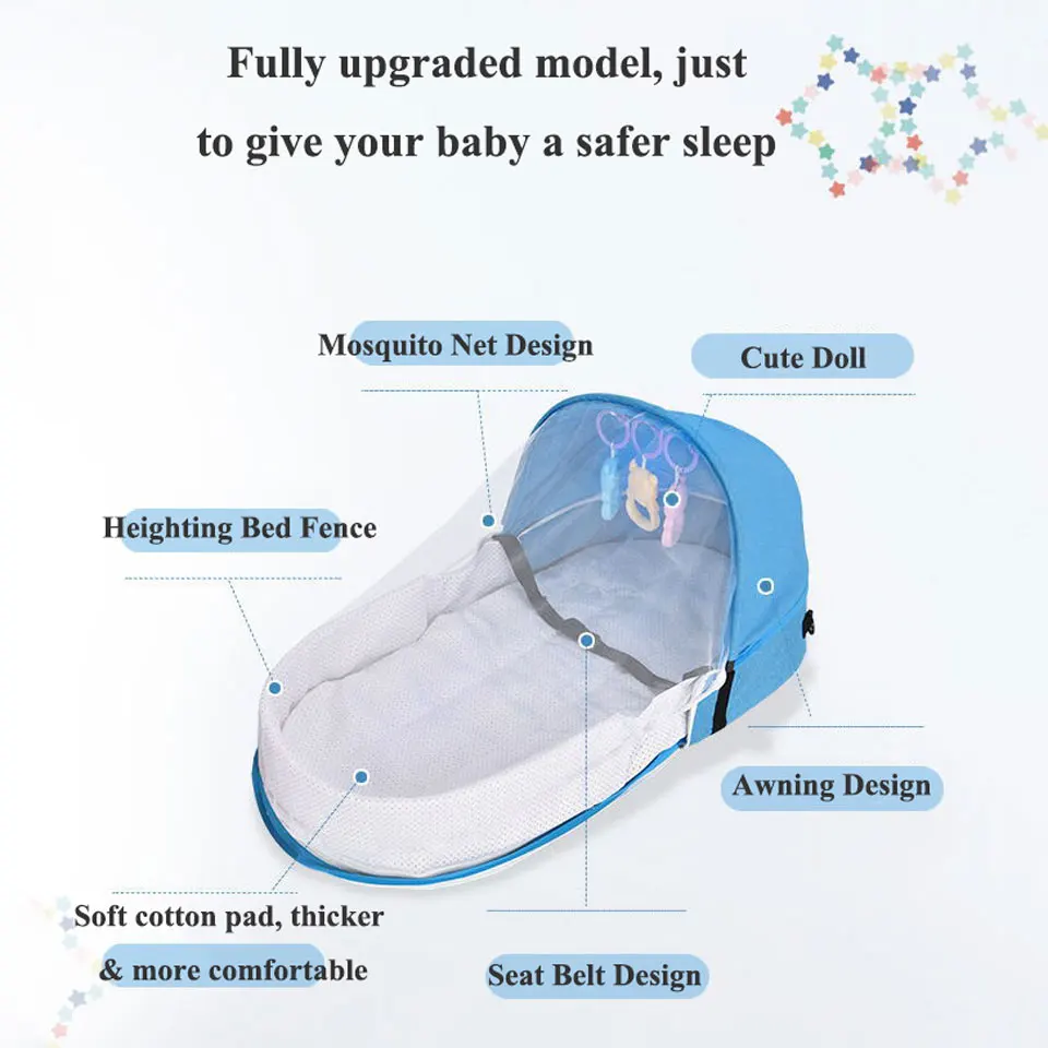 Portable Travel Baby Nest Multi-function Baby Bed Crib with Mosquito Net Foldable Babynest Bassinet Infant Sleep Children's Bed