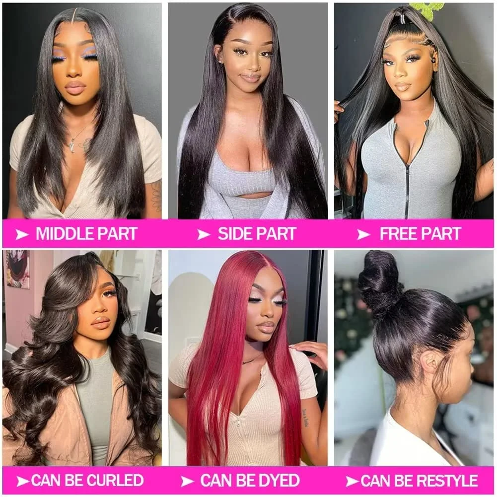 Human Hair Wig Transparent 13x4 Lace Front Human Hair Wigs Brazilian Straight 13x6 Lace Frontal Wigs Pre Plucked 4x4 Closure Wig For Women