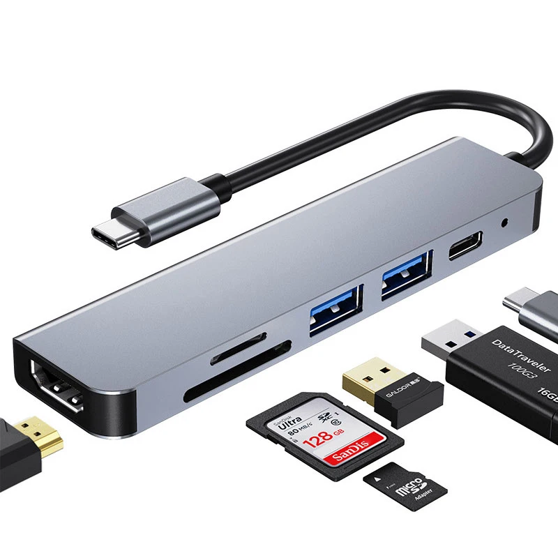 맥북 프로 에어용 USB C 허브, HDMI 미니 SD 카드 리더기, RJ45 PD OTG 멀티 USB 허브, C타입 3.0 어댑터, 노트북용 64G USB 드라이브