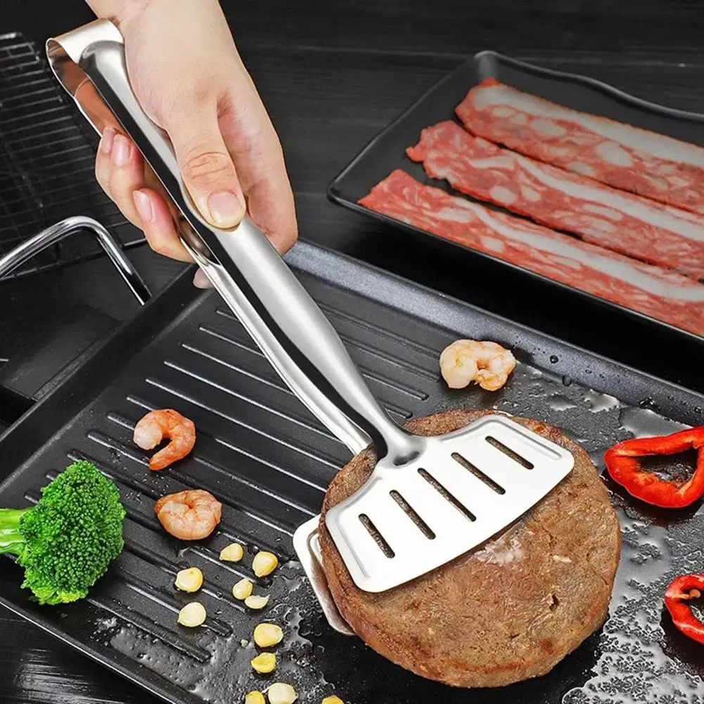 Stainless steel Roast Fish BBQ Tong Bread Meat Clip Kitchen Cooking Tool  barbecue grilled Steak Clamp Frying Spatula Fried Shove