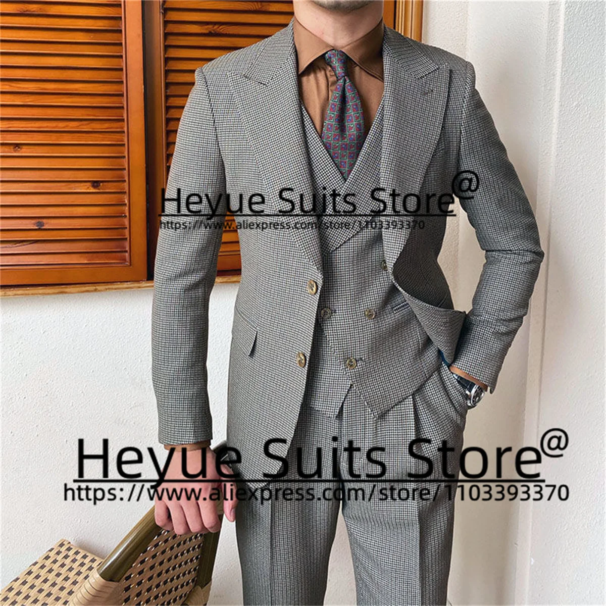 Tailor Made Gray ltaly Style Men Suits Slim Fit Business Peak Lapel Groom Wedding Tuxedos 3 Pieces Sets traje de hombre elegante