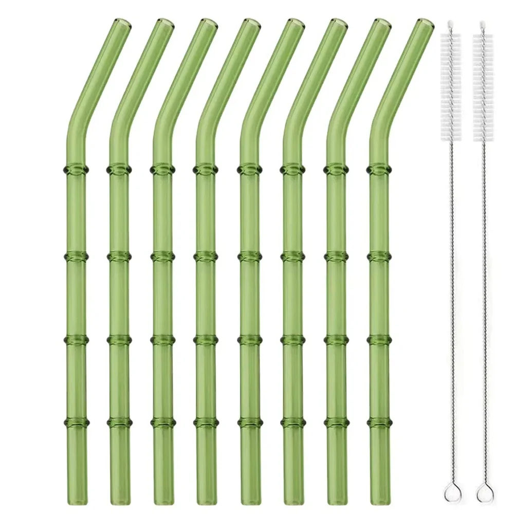 Eco-Friendly Reusable Glass Straws Set - Ideal for Smoothies, Milkshakes, Tea, Juice, and Cocktails (8 Pieces)