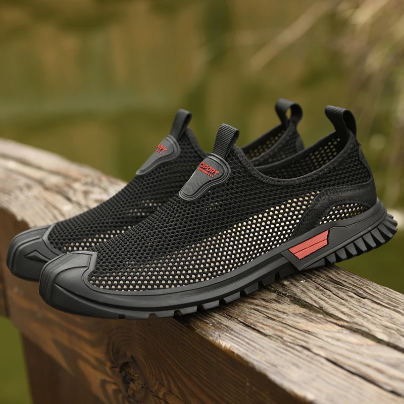

2023 New Men's Shoes Casual Slip On Sneakers Flats Male Loafers Comfortable Outdoor Sneaker Summer Breathable Mesh Shoes For Men