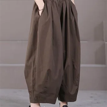 Korean Style Women Harem Pants 2025 New Summer Vintage Solid Lantern Pants Casual Loose Female Wide Leg Pants Clothing 1