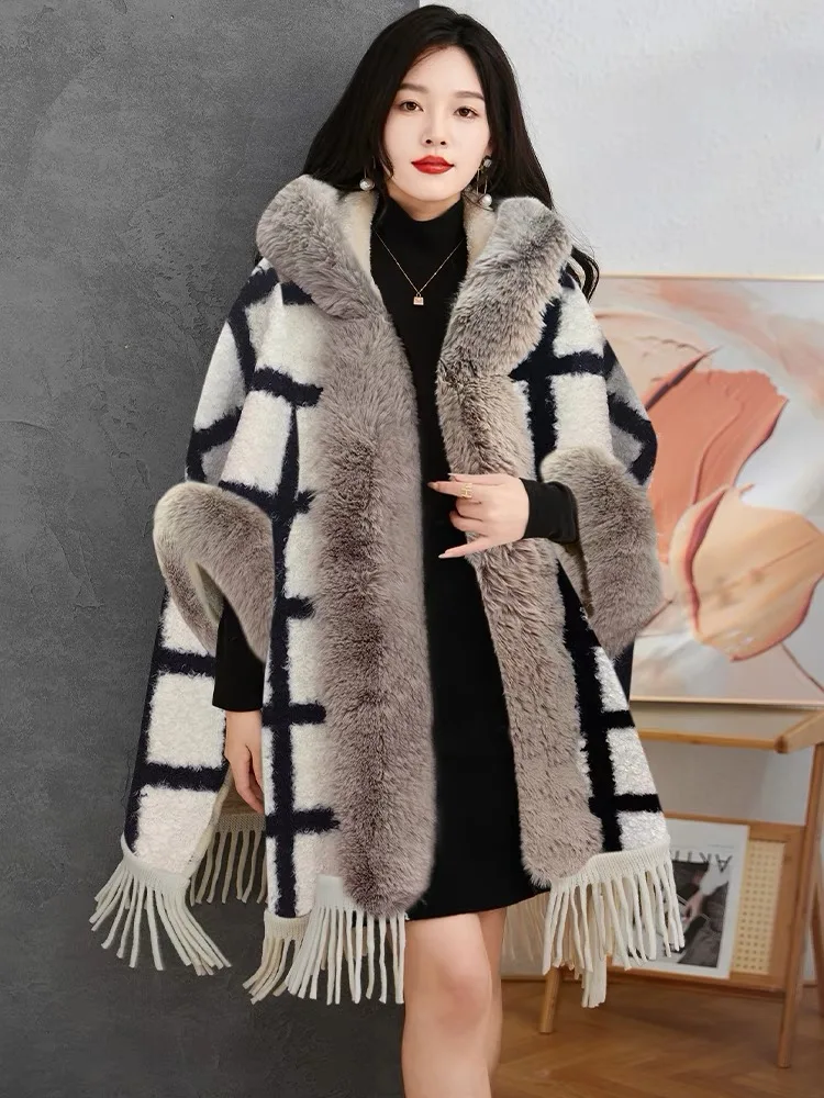 Faux Fur Winter Hooded Cloak Womens Gibob Women's Plus Size Hooded