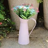 1PC 20cm Vintage Shabby Chic Cream Flower Vase Pitcher Jug Metal Coffee Pot Shaped Flower Vase Tin Home Decor Vases 5