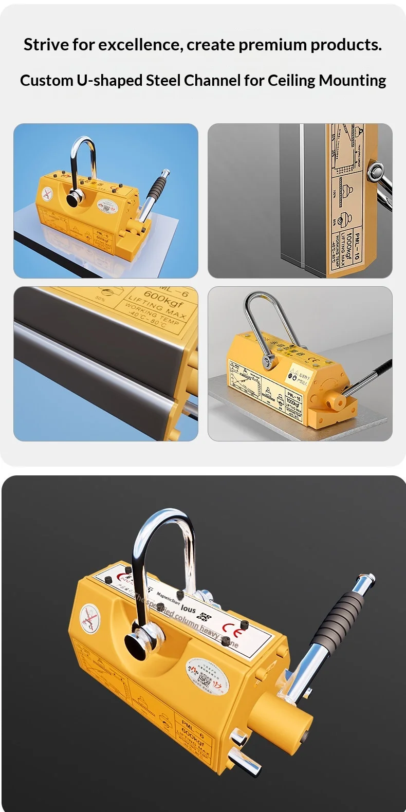 Permanenter Magnetischer Hebeträger Schwerlast-Magnet Hebewerkzeug Magnetischer Kranheber Starke Magnetische Hebeklemme für Stahlplatten – Detail 4