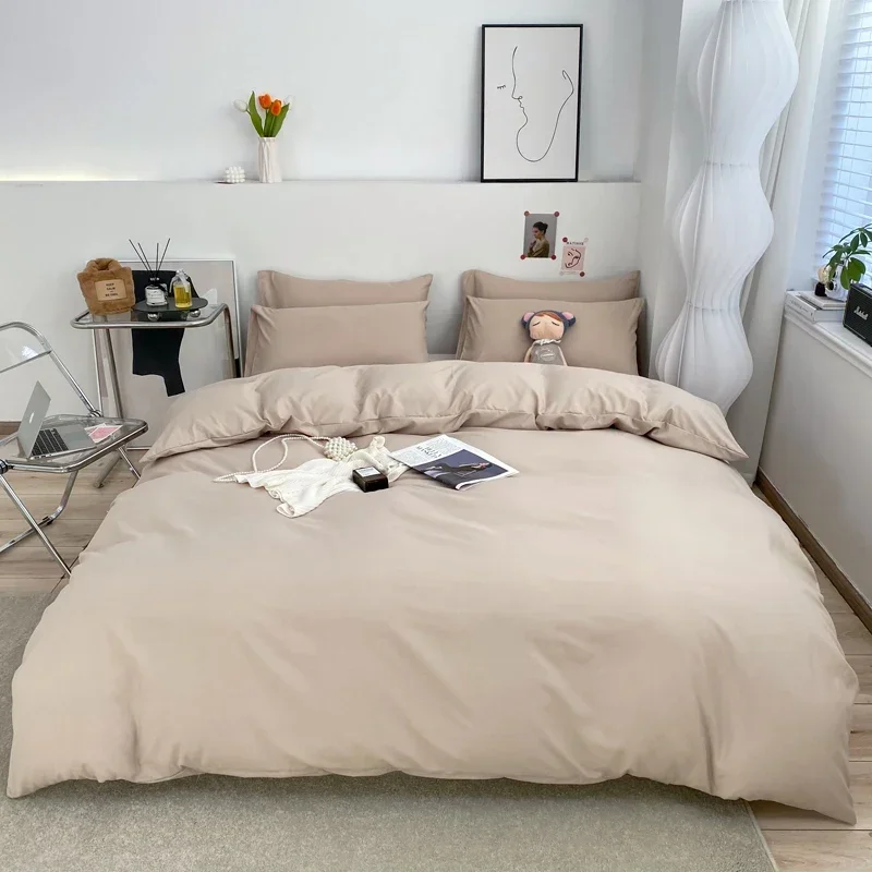 

Bedding Sets Single Double Bed Hotel Home Decor Duvet Cover Sets Skin Friendly Fabric Solid Color King Size Quilt Cover Sets