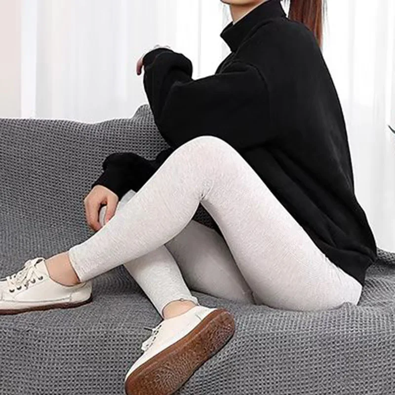 Ribbed Cotton Leggings Women Spring and Autumn Tights High Elastic Skinny Casual Pants Workout Walking Solid Leggings for Women 5