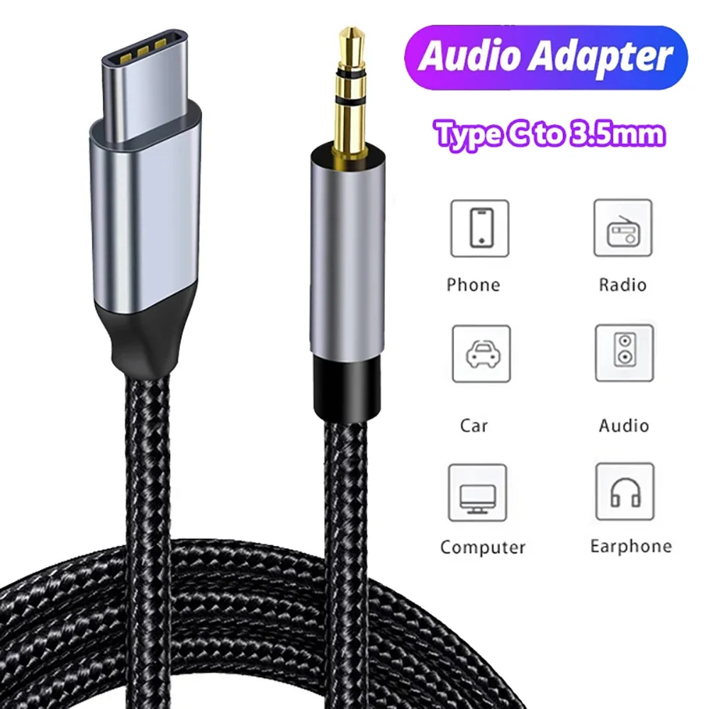 USB Type C to 3.5 MM Jack AUX Cable DAC Type-C Audio Kabel for Car Speaker Headphone Tipo C Auxiliary Adapter Cable Converter