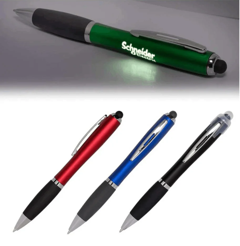 광고 LED 로고 펜, 무료 맞춤형 로고 프로모션 펜, 터치 스크린 스타일러스 펜, 도매 프로모션, 세트당 200 개