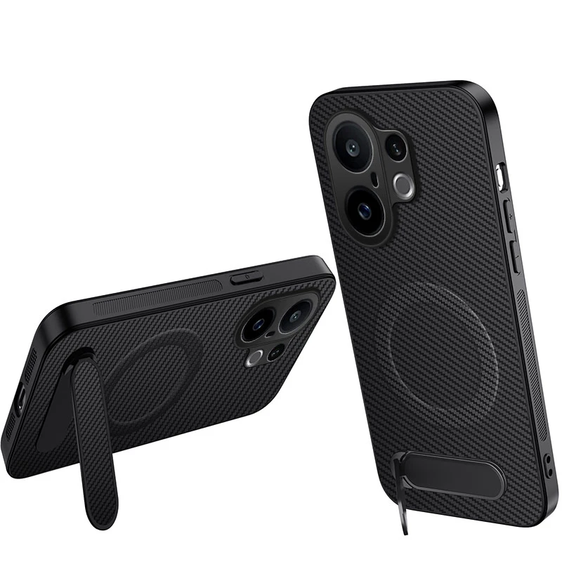 Vivo New Armor Shockproof Case with Carbon Fiber Skin Feel and Kickstand