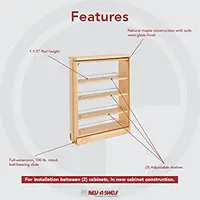 Pull Out Shelf Organizer for Base Kitchen Cabinets Filler Spice Rack Seasoning Storage Holder Soft Close Wood 2