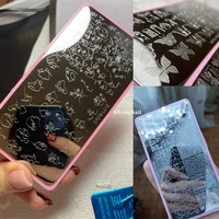 Nail Stamping Plates Tree Bark Pattern Leaves Whirlpool Image Stainless Steel Stencil Nail Art Stamps Geometry Template Stencils 2