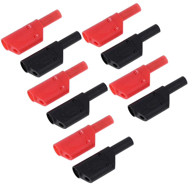 10Pcs Shrouded Fully Insulated Safety 4mm Male Stackable Banana Plug