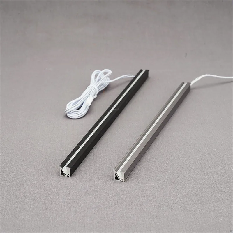 LED Under Cabinet Strip Light 45&ordm; Cabinet Light Bar Built-in Layer Shelf Aluminum Profile DC12V DuPont Bar Lamp with LED Strip