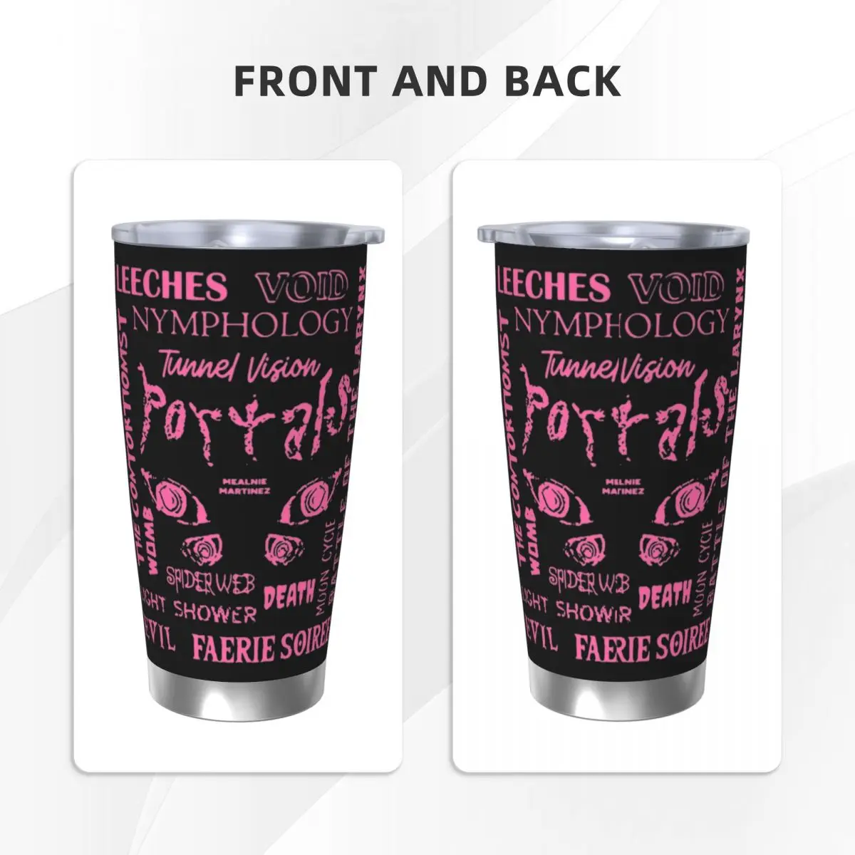 멜라니 마르티네즈 포털스 빨대 뚜껑이 있는 절연 텀블러 스테인레스 스틸 열 머그컵 야외 휴대용 병 컵, 20온스