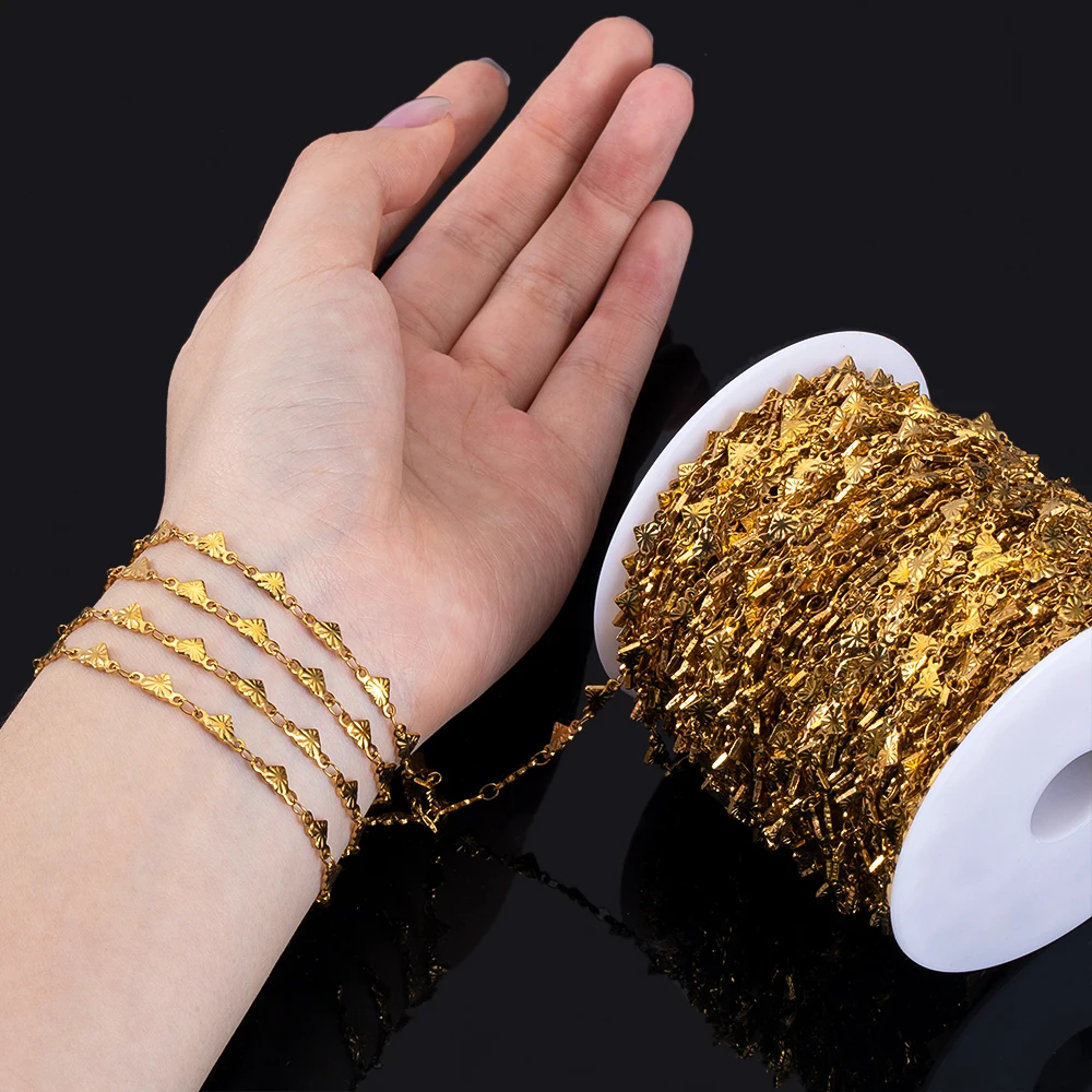 1Meter Edelstahl Gestreifte Herzen Halskette Kette Geometrie Form Link Ketten DIY Armband Zubehör Schmuck Machen Liefert – Detail 7