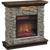 Wall Mantel Electric Fireplace with Remote Control, Smoky Gray Stone 1