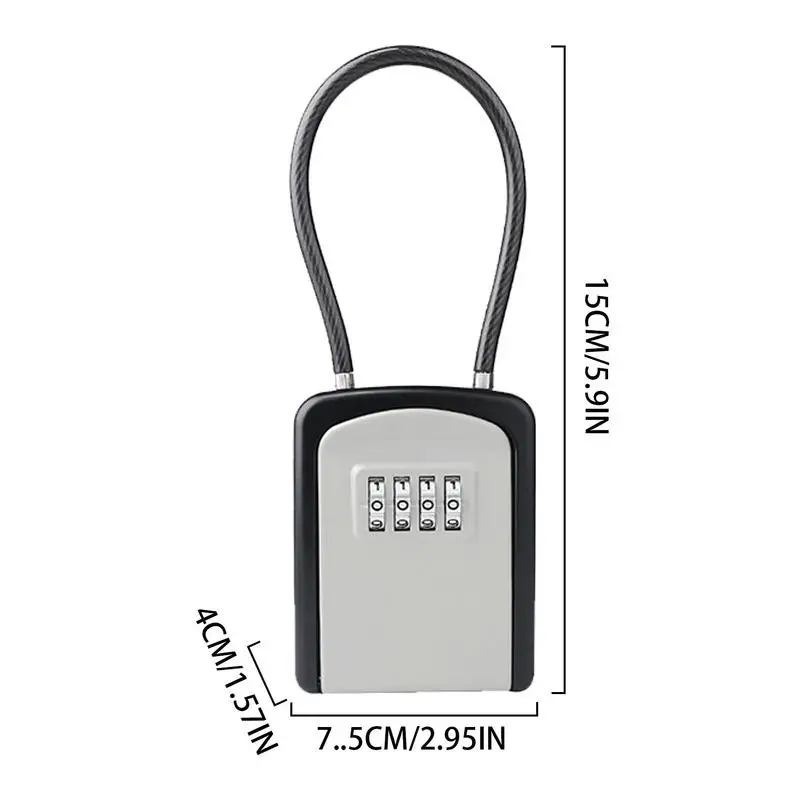Lock Box For Keys Hangable Zinc Alloy Key Box With Removable Shackle Spare Key Organizer Security Resettable Code 4 Digit