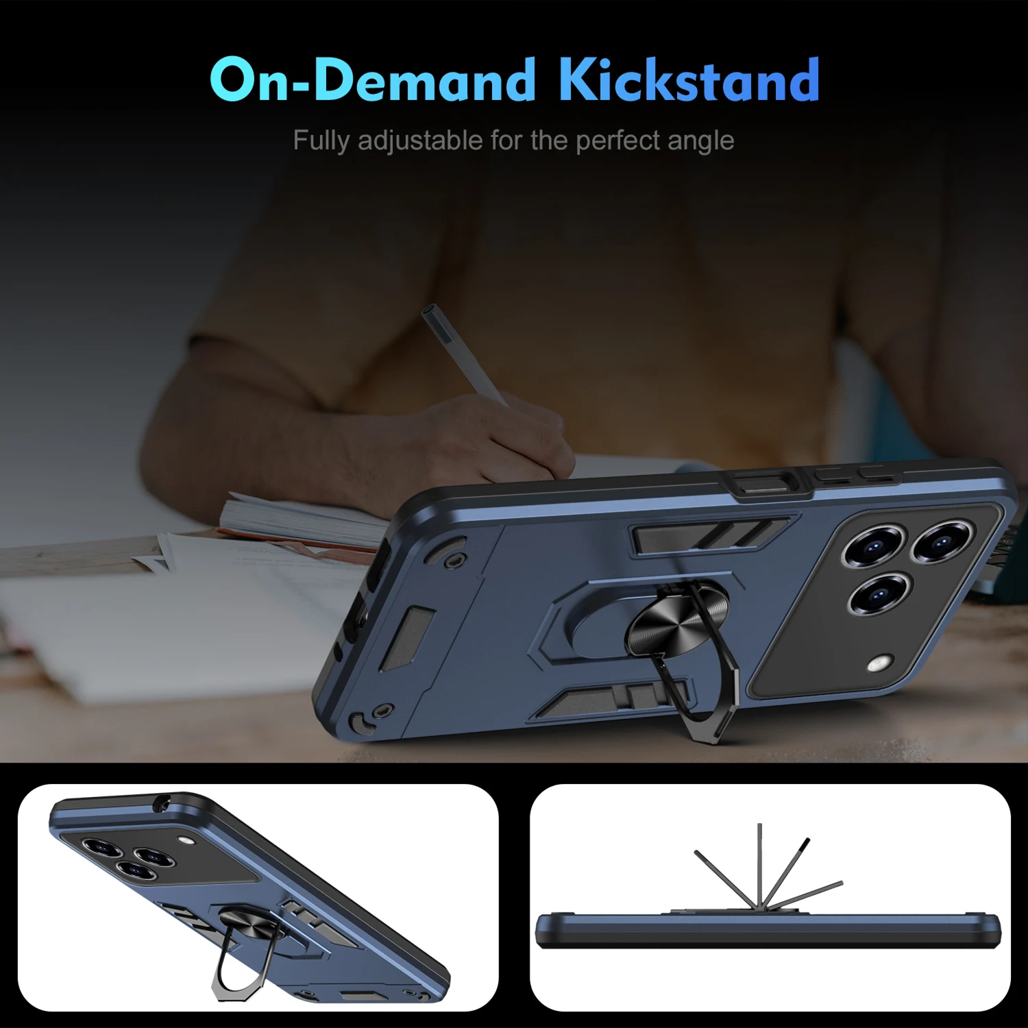 Rugged Armor Shockproof Case with Magnetic Ring Holder