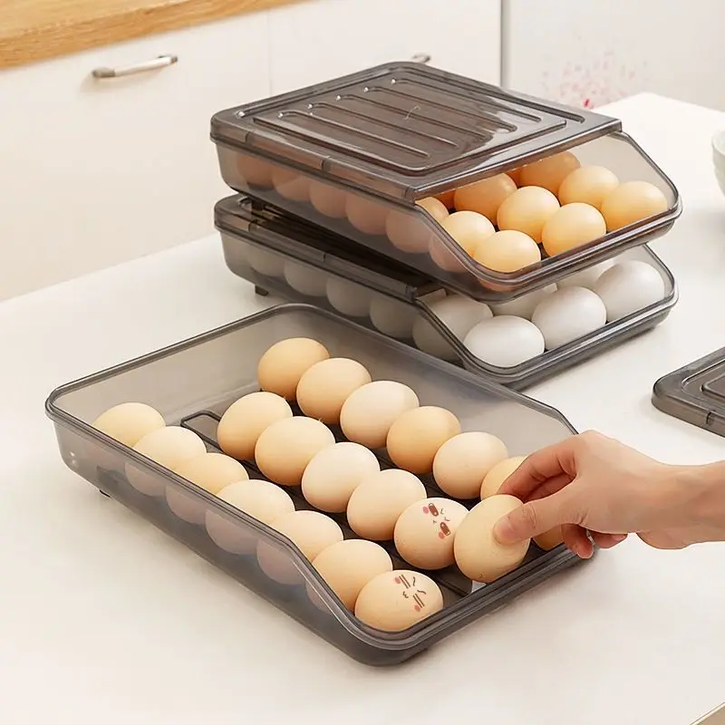 Egg Storage Box Slide Design Refrigerator Preservation Anti-fall Large Household Food |