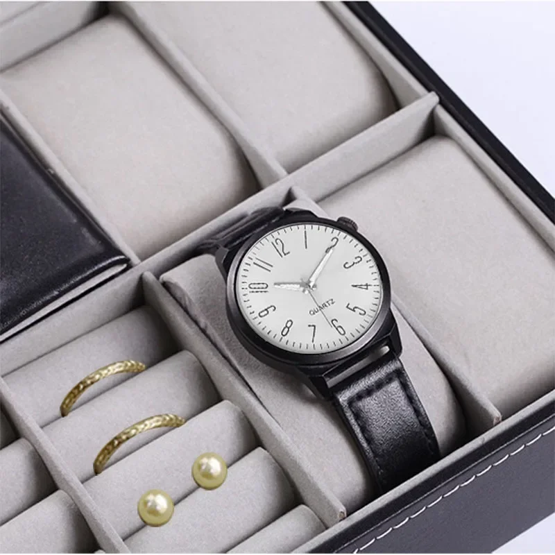 Watch Storage Box Watch Storage Bag Watch Storage Pouch Leather Storage Box KSGM PU Leather Multi-Functional Daily Storage Box Watch Box Case Ring Jewelry Storage With Lock